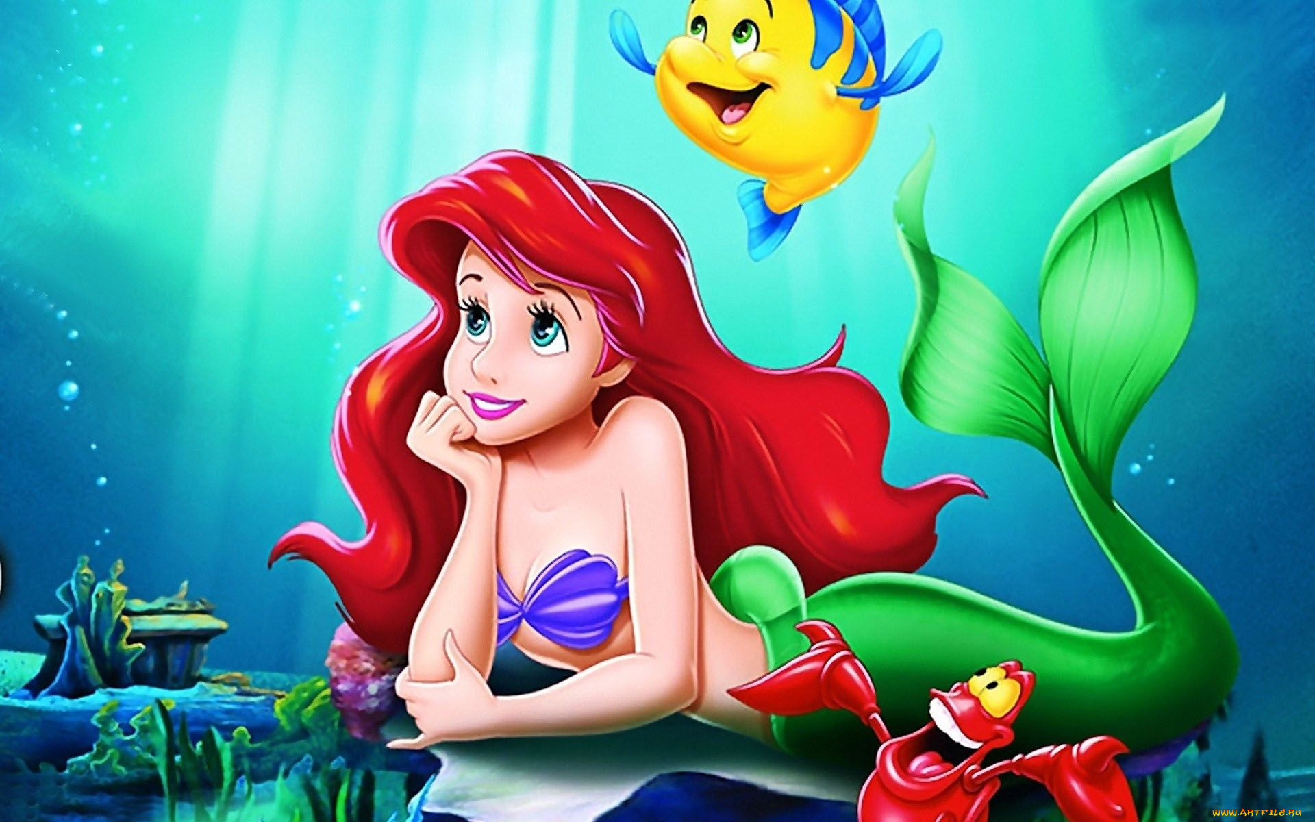 Обои Мультфильмы The Little Mermaid, обои для рабочего стола, фотографии  мультфильмы, the little mermaid, русалочка, ариэль, рыба, краб Обои для  рабочего стола, скачать обои картинки заставки на рабочий стол.